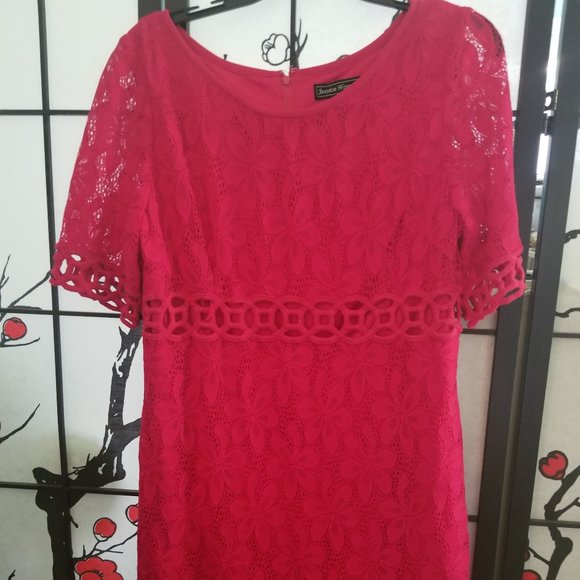 Jessica Howard Red Dress Sz 12 A-line - Picture 3 of 8